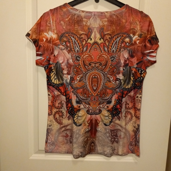 Apt9 Patterned Top Orange/Pink, Medium, Good Condition, So Pretty - Picture 5 of 5